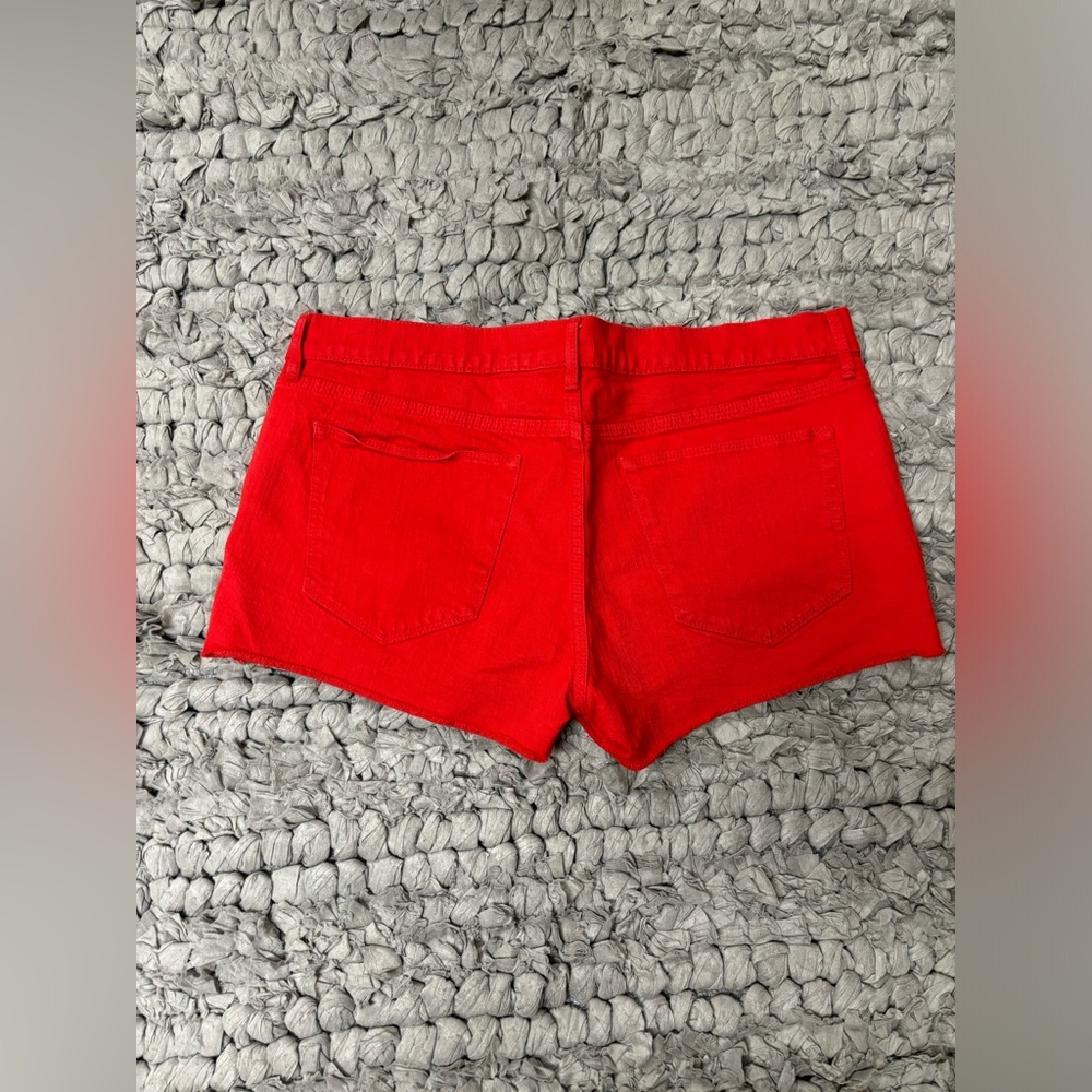 Madewell red raw hem denim shorts - Picture 3 of 7